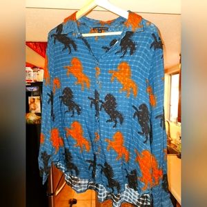 Jane Delaney Horse Print long Sleeve Blouse.
